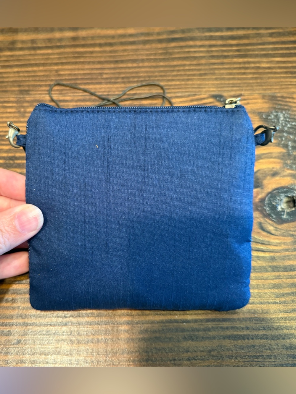 Vintage David Jeffery Beaded Sequin Mini Crossbody Bag Gold Blue Boho 5.5” NWOT - Picture 3 of 5